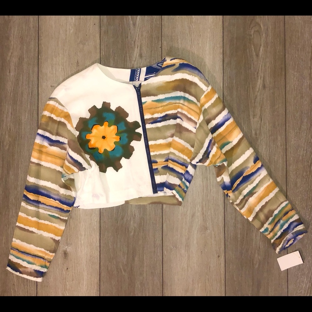 Watercolor Print Half Jacket